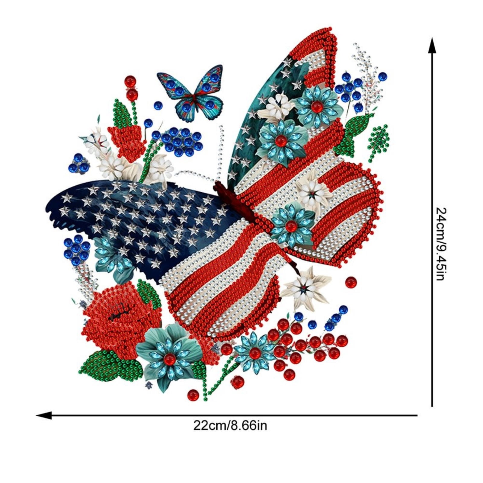 FLOPESN DIY Diamond Pendant Diamond Art Painting Independence Day USA Butterfly Creative Design PVC Home Decoration Pendant (Single Side Diamond)