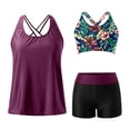 thumbnail image 5 of HUAXUN Womens Swimsuits Tankini Cute Tankini Vacation Modest Bathing Suits Full Coverage Adjustable Straps 3 Piece Swimsuits Floral Print Cami Tops, 5 of 6