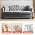 thumbnail image 4 of Gray Velvet Sofa, TUANLUO 79"L Couches and Sofas, Velvet Upholstered Sofa Furniture, Chesterfield Sofa with 2 Pillows and Wood Legs, Heavy Duty Sofa for Home Living Room, 79"L x 30"W x 32"H, 4 of 10
