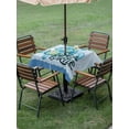 thumbnail image 4 of Outdoor Tablecloths with Umbrella Hole & Zipper, Teal Sea Turtle 54x54 Inch Square Tablecloths, Coastal Ocean Summer Ocean Waves Waterproof Table Cloth, Patio/Pool/Picnic Table Covers, 4 of 8