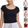 thumbnail image 1 of Crop Tops for Girls Short Sleeve Shirt Girls Summer Tops Square Neck Slim Fit Tops Basic Tee, 1 of 5