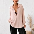 thumbnail image 2 of vigerkar Womens Oversized Deep V Neck Sweatshirts Casual Collared Long Sleeve Ribbed Knit Pullover Tops (Pink, L), 2 of 9