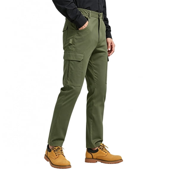 PULI Men’s Carpenter Work Pants Slim Fit Cargo Hiking Pants, Stretch Waterproof Outdoor Trousers with Pockets
