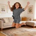 thumbnail image 5 of YunPes Girls Summer Casual Athletic Set Oversized Side Split Shirts and Biker Shorts Tight-fitting Shorts 2-Piece Outfits, 5 of 6
