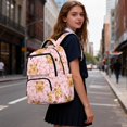 thumbnail image 3 of Yspwyqan Backpack for School Girls, Pink Capybara Heart 17" Multi-Pocket Bookbag Fits 15.6 Laptop, 600D Polyester Adjustable Straps for Middle High School Camping Hiking, 3 of 7