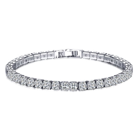 Celvieroot 925Silver Plated Round Cut Cubic Zirconia Classic Tennis Bracelet for Women Size 7.5 Inch