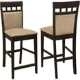 thumbnail image 2 of Beige & Brown Microfiber Counter Stools, Set of 2 Transitional Upholstered Bar Height Chairs, 2 of 10
