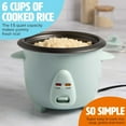 thumbnail image 2 of Mini Rice Cooker with Removable Nonstick Bowl and Auto Keep Warm Function, Great For Soups, Stews, Grains and Oats, 6 Cups Cooked (3 Cups Uncooked), 1.5-Quart, Aqua, 2 of 6