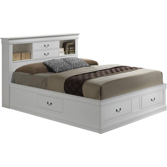 Glory Furniture Louis Phillipe G3190B-KSB King Storage Bed , White
