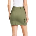 thumbnail image 3 of Love Tree Women's Juniors Cargo Denim Mini Skirt (Olive, Large), 3 of 4