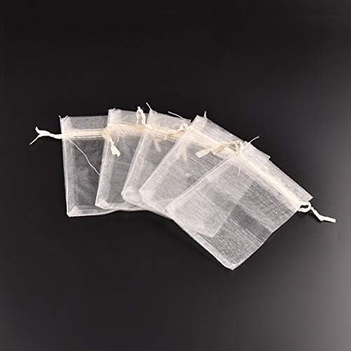 100 bolsas de organza con cordón para regalos, ideales para bodas, fiestas y Navidad. Marca PapayaWhip, 12 x 9 cm.