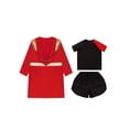 thumbnail image 4 of Fldy Boys Boxing Uniform Satin Boxer Hooded Cloak with Belt and Sports T-shirts Shorts Set Red 6, 4 of 5