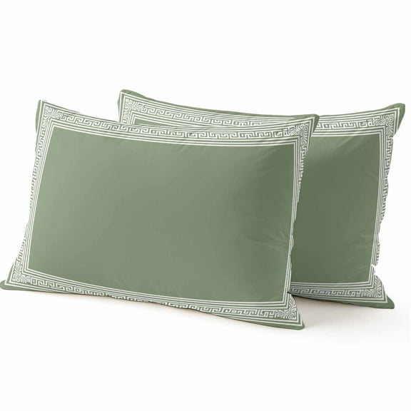 Decorative Throw Pillow Covers 12x20 Inch Set of 2 Greek Key Design Home Decor Pillow Cases for Couch, Sage Green Cushion Case for Living Room Bedroom Bed Car Chair