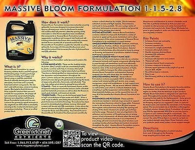 Green Planet Nutrients - MASSIVE (1 Liter) - Bloom Stimulator (1-1.5-2.8)- An Unique Blend of Vitamins, Minerals and Growth Stimulants