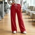 thumbnail image 2 of Women Soft Wide Leg Sweatpants Sevevn Drawstring Elastic Waist Relaxed Fit Trousers With Side Pockets, Rich Solid Hue Range For Workout Casual And Home Lounging, 2 of 8