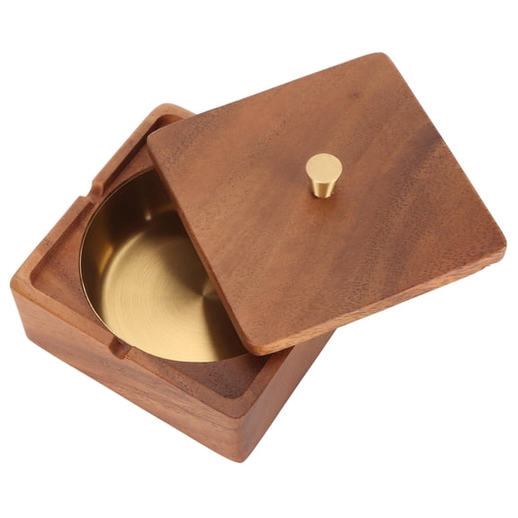 Yajisi Walnut Wood Cigar Ashtray with Lid – Windproof, Decorative, Multi‑Use Desktop & Patio Accessory