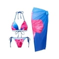 thumbnail image 2 of Levmjia Women's Three Piece Swimsuit Fashion Printed Hanging Neck Top Tight Drawstring Bikini Set Quick Dry Beach Vacation Pool Party Summer, 2 of 5