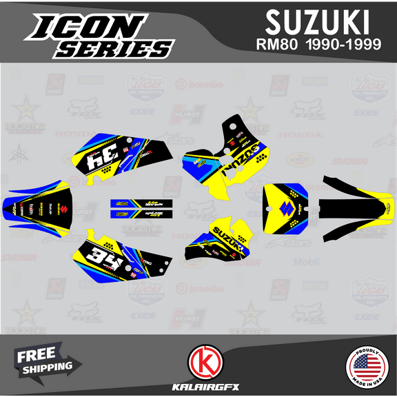 Kalair GFX Graphics Kit for Suzuki RM80 (1990-1999) Icon Series