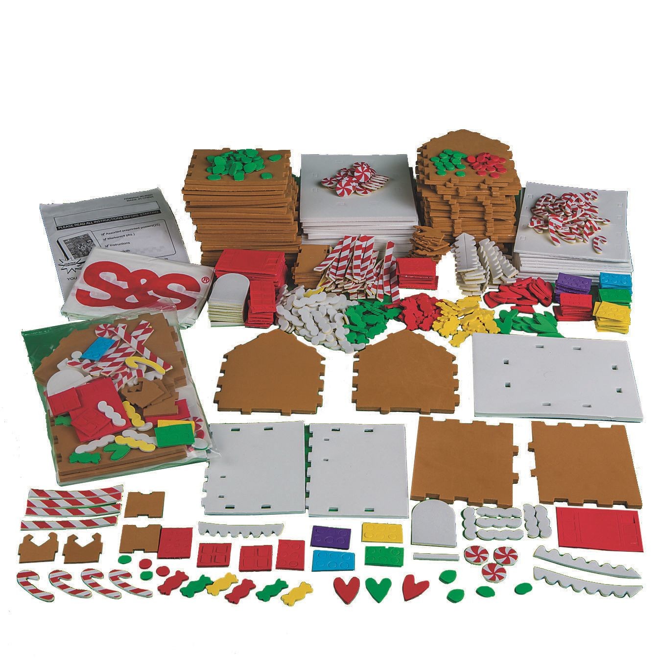 Foam Gingerbread Houses Craft Kit (Pack of 12)