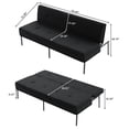 thumbnail image 3 of BSHTI 63.39" Futon Sofa Bed with 5 Adjustable Positions – Polyester Fabric Convertible Sleeper Couch with Iron Frame, Clean-Lined Modern Design for Living Room, Apartment, Office, Dormitory, Black, 3 of 10