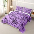 thumbnail image 3 of Feelyou Happy Halloween Spider Web Twin Quilt Set, Spooky Animal Twin Coverlet Set, Purple Black, 2-Piece, 1 Comforter and 1 Pillowcase, 3 of 7