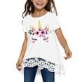 thumbnail image 3 of ONLYSHE Baby Toddler Girls Floral Short Sleeve Tops T-Shirt Summer Tunic Tops Kids Loose Fit T-Shirt Blouse, 3 of 8