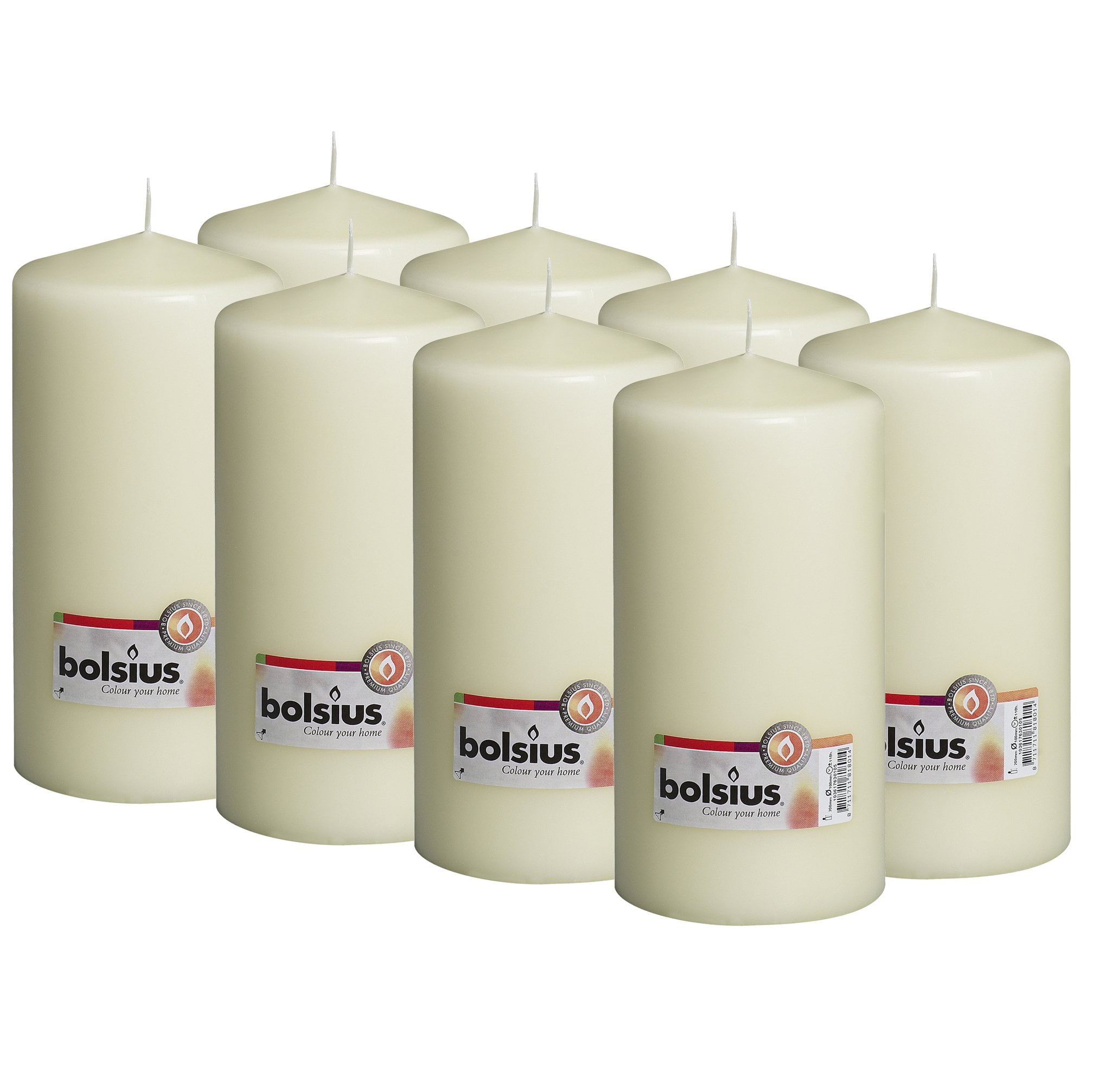 Bolsius Ivory Pillar Candle 4X8, Tall slow burning , For decor Wedding