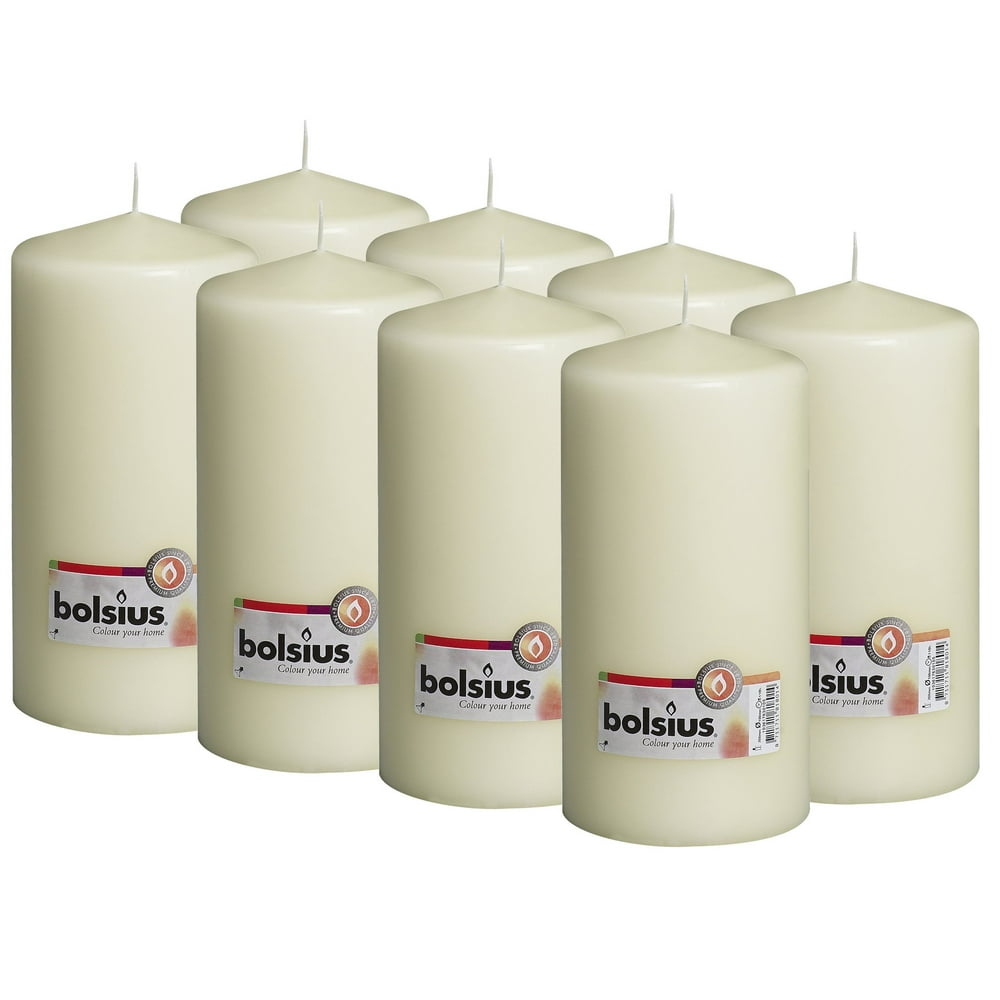 Bolsius Ivory Pillar Candle 4X8, Tall slow burning , For decor Wedding