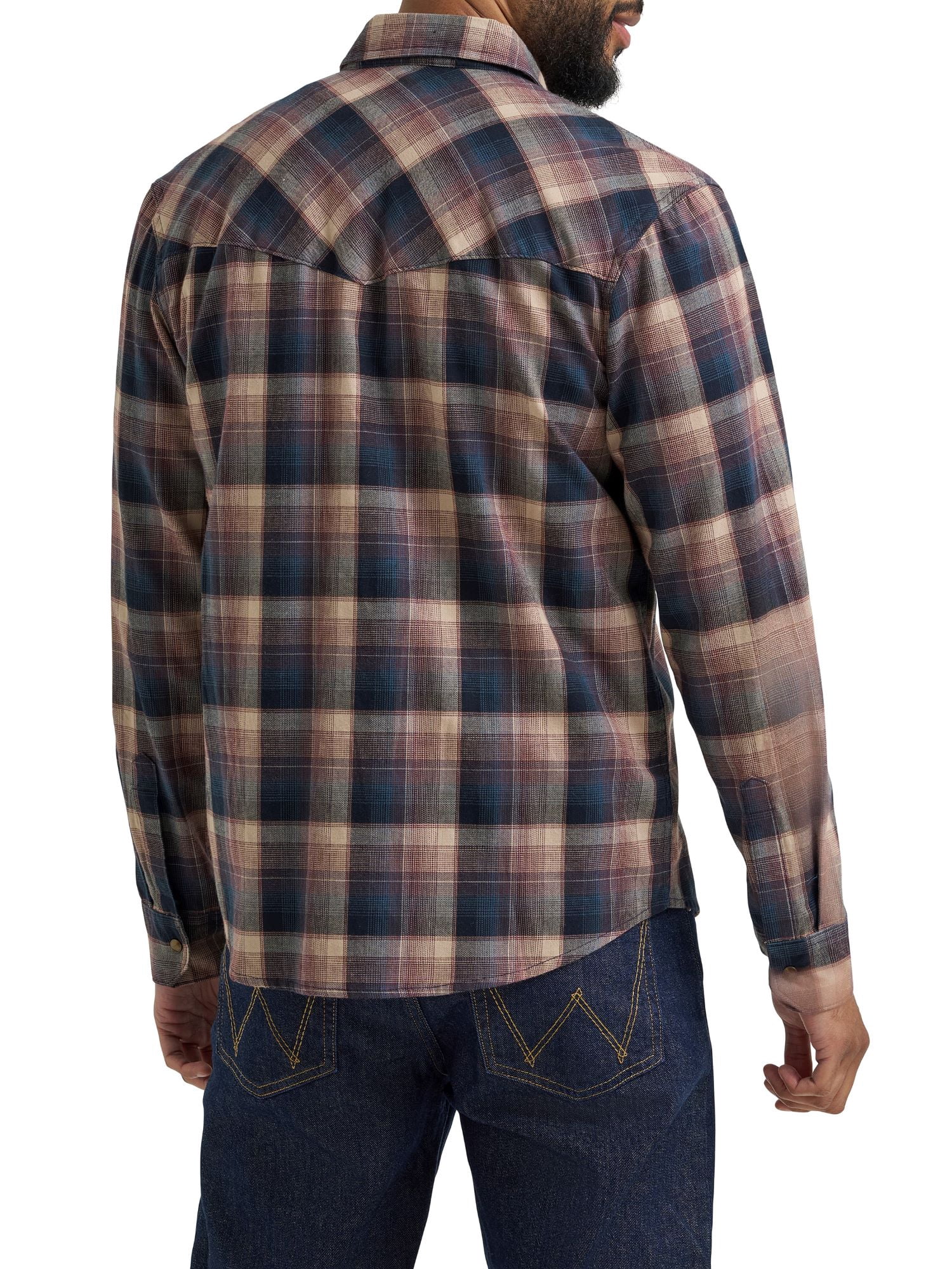 Wrangler® Men's and Big Men's Regular Fit Long Sleeve Fashion Twill Plaid Shirt, Sizes S-2XL
