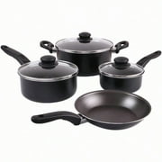7 Piece Nonstick Aluminum Cookware Set Black