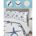 thumbnail image 4 of Quilts Full Size Bedding Set, Navy Blue Starfish Coastal Lightweight Quilted Comforter, Summer Beach Nautical Ocean Soft Reversible Bedspread Coverlet with Pillow Covers for All Season, 78" x 90", 4 of 7