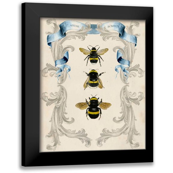 McCavitt, Naomi 12x14 Black Modern Framed Museum Art Print Titled - Bees and Filigree I
