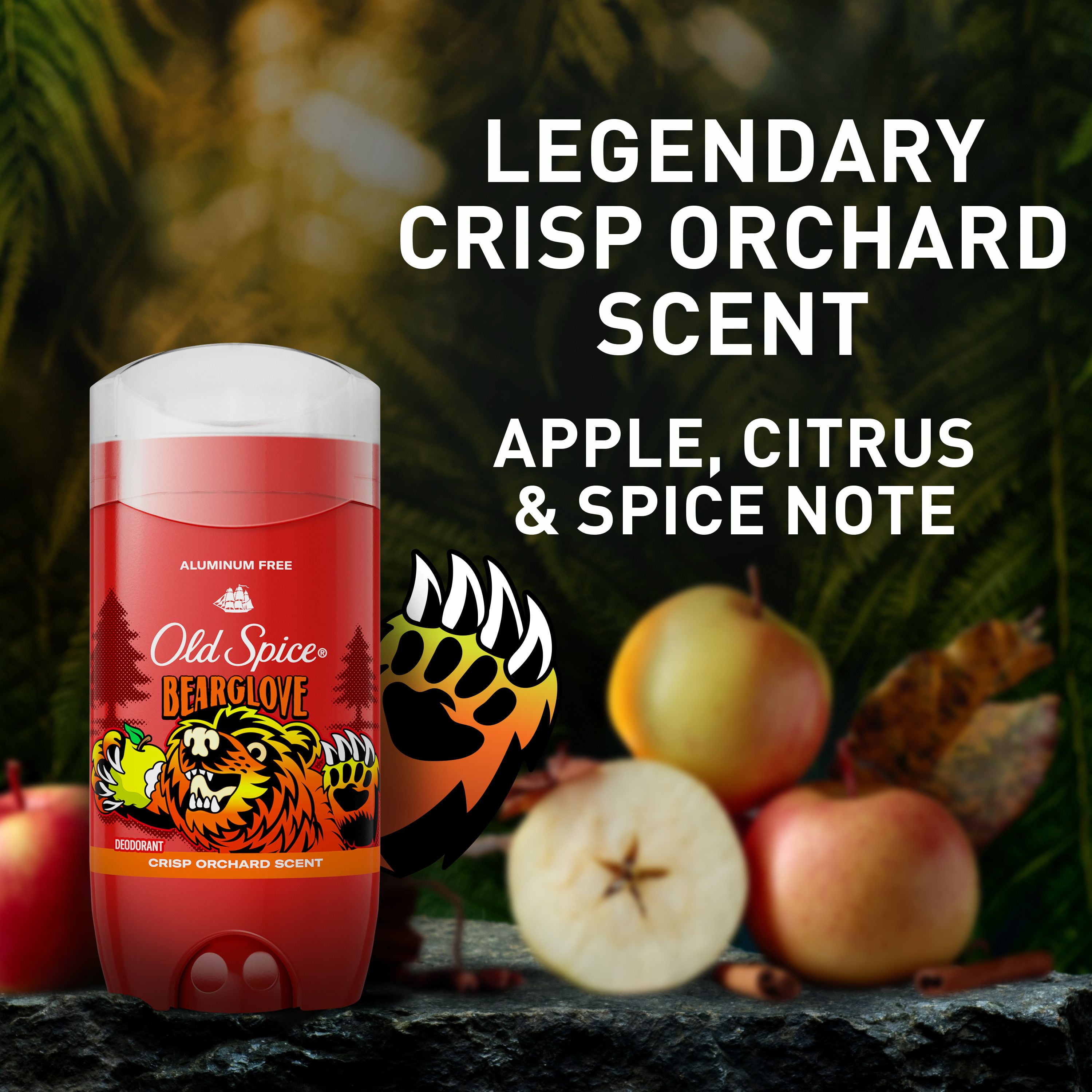 Désodorisant sans aluminium Old Spice pour hommes, fraîcheur 24 heures sur 24, 7 jours sur 7, protection longue durée contre les odeurs, parfum légendaire, Bearglove, parfum de ver