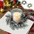 thumbnail image 6 of Christmas Candle Ring Garland under $5! Bzdzmqm Christmas Candle Ring Garland Pine Cones Red Berries, Flocked Eucalyptus Cedar Branches Artificial Snow, Hanging Tabletop Centerpiece, Kitchen Cabinet, 6 of 9