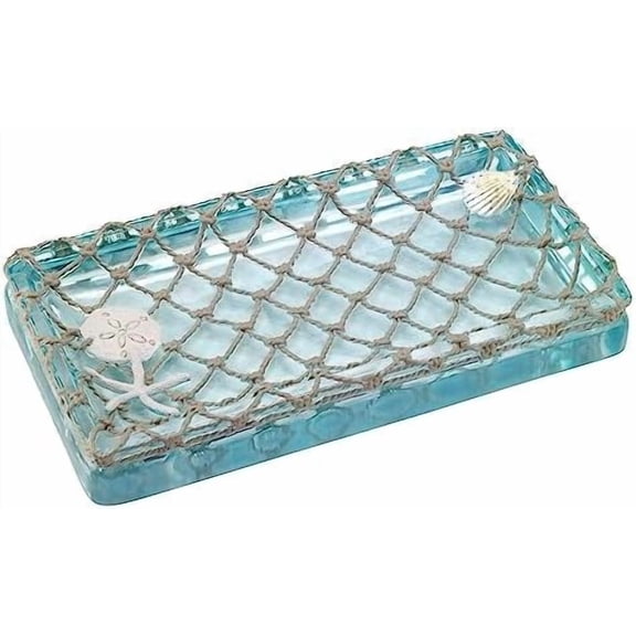 - Vanity Tray, 100% Hand-Painted Resin Bathroom Accessories, Coastal Home Decor (Seaglass)