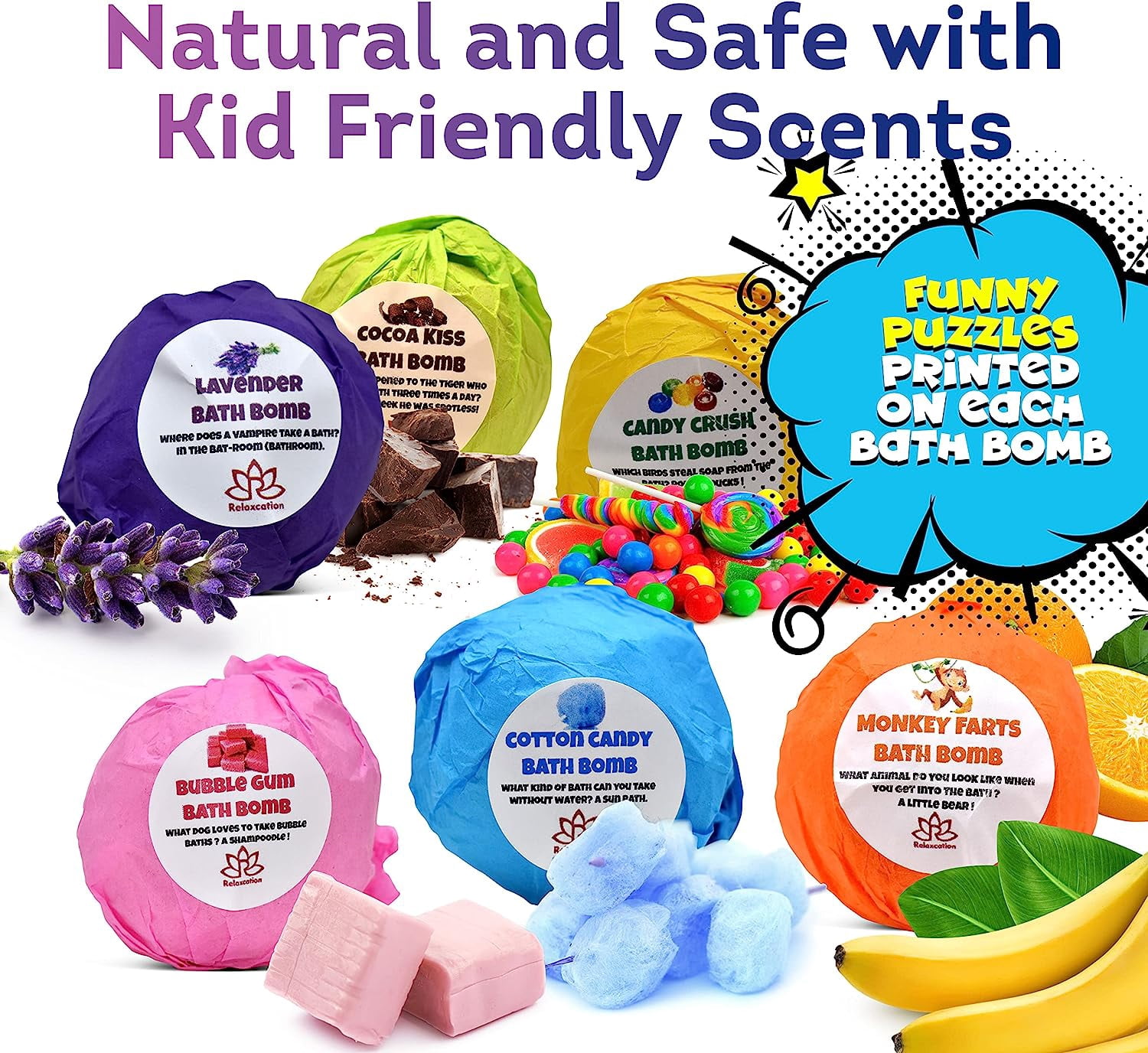 Bath Bombs for Kids with Surprise Inside Amazing Superhero Toys Handmade in USA Natural and Safe by Relaxcation
