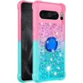 thumbnail image 2 of Slim Fit Phone Case for Google Pixel 8 Pro,Bling Shiny Quicksand Effect TPU Bumper Case with Metal Ring Kickstand and Four Corners Heavy Protection Case for Pixel 8 Pro,Pink Blue, 2 of 14