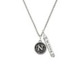 thumbnail image 2 of Delight Jewelry Silvertone Antiqued Round Seal - Initial - N - Silvertone Be Strong and Courageous Bar Charm Necklace, 23", 2 of 4