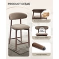 thumbnail image 6 of EOP Single Barstool, Mid Century Counter Height Barstools with Curved Back, Upholstered Kitchen Bar Chairs with Wood Legs for Kitchen Island Dining Room, Camel, 6 of 9