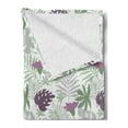 thumbnail image 2 of Leaves Soft Flannel Fleece Blanket, Tropical Foliage Silhouettes Exotic Botany Hawaiian Nature Elements Vintage, Cozy Plush for Indoor and Outdoor Use, 50" x 70", Eggplant Green Grey, by Ambesonne, 2 of 5