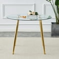 thumbnail image 3 of Dining Tables A glass tabletop with a diameter of 40 inches and a modern minimalist circular dining table with gold plated metal legs. 40 '* 40' * 30 ' DT-1164,Modern Dining Tables, 3 of 24