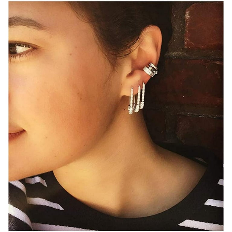 Crystal safety pin earrings deals