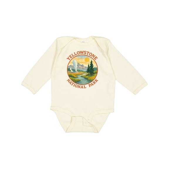 Inktastic Yellowstone National Park Vintage Design Boys or Girls Long Sleeve Baby Bodysuit