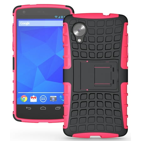 NAKEDCELLPHONE PINK GRENADE RUGGED TPU SKIN HARD CASE COVER STAND FOR LG/GOOGLE NEXUS 5