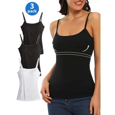 V FOR CITY Women's Camisole With Built-in Bra - Adjustable Strap Loose Fit Tank Top (S-3XL)