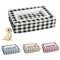 Classic Tartan Pet Bed-Square Dog Beds,Funny Fuzzy Tartan Cozy Dog Anti-Anxiety Calming Bed,Tartan Cozy Dog Anti-Anxiety Calming Bed,Classic Tartan Cozy Dog Anti-Anxiety Calming Bed, Festive Classic B