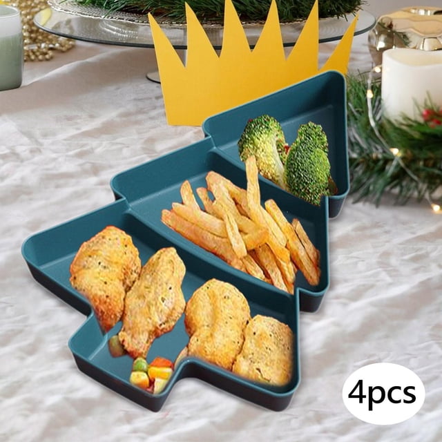 Bandejas para servir divididas de 4 piezas Perfecl contenedor para bocadillos adorno navideño verde