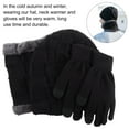 thumbnail image 2 of WHAMVOX 1Set Black Knit Scarf And Hat For Men Cold Weather Protection, 2 of 4