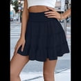 thumbnail image 4 of Falda Corta de Verano para Mujer, con Volantes, Cintura Alta, Informal, Estilo Bohemio, para Playa, con Pantalones Cortos Incorporados, Azul Marino, Talla L, 4 of 7
