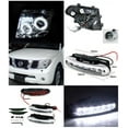 thumbnail image 2 of Spec-D Tuning Halo Projector Headlights Chrome + LED Lamps Compatible with 2005-2008 Frontier Pathfinder Left + Right Pair Headlamps Assembly, 2 of 2